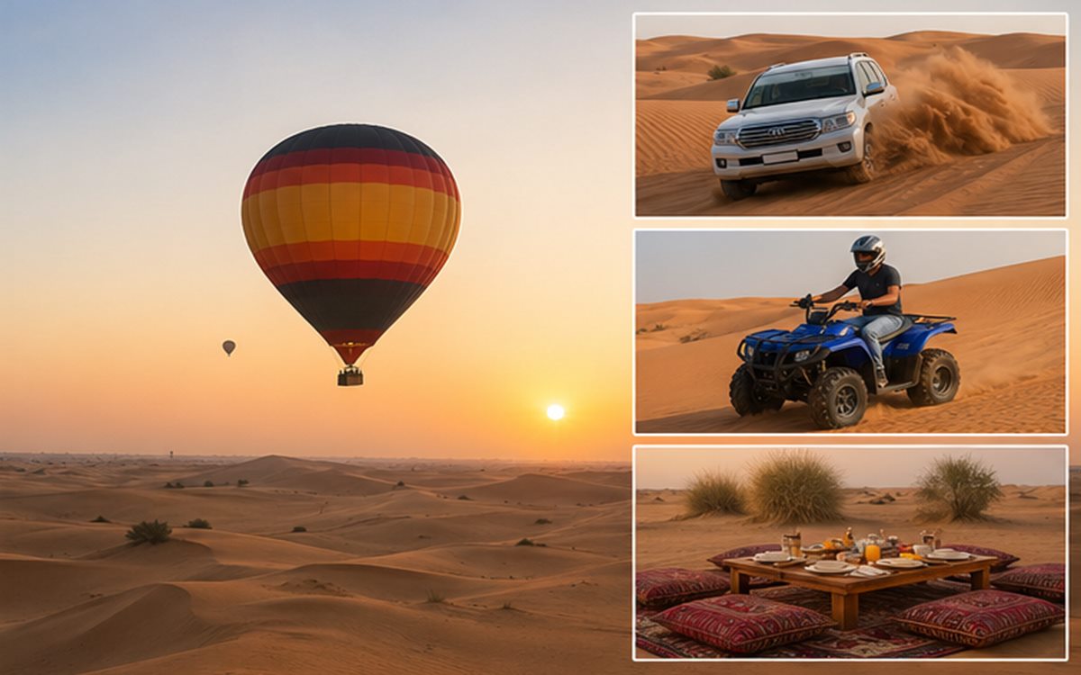 Premium hot air balloon package with desert safari and quad bike