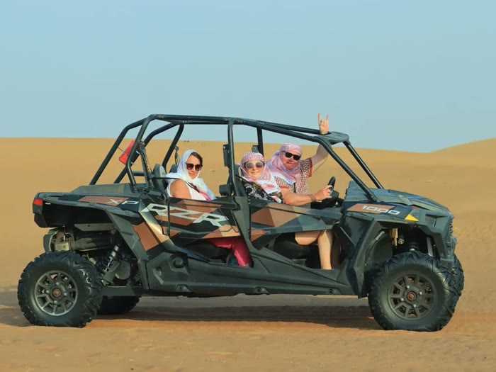 4-seater family buggy riding at sunset