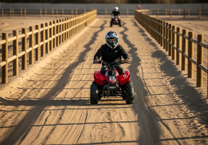 COBRA quad bike rider in a desert practice track