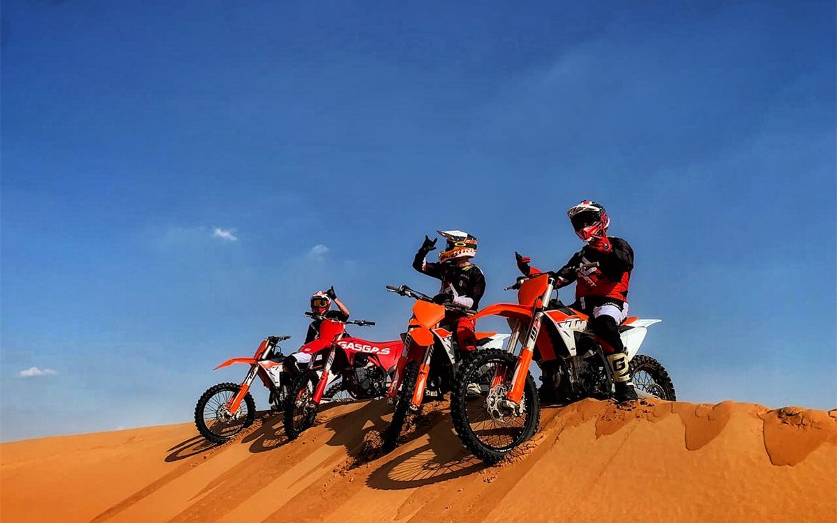 Dirt bike on off-road desert trail